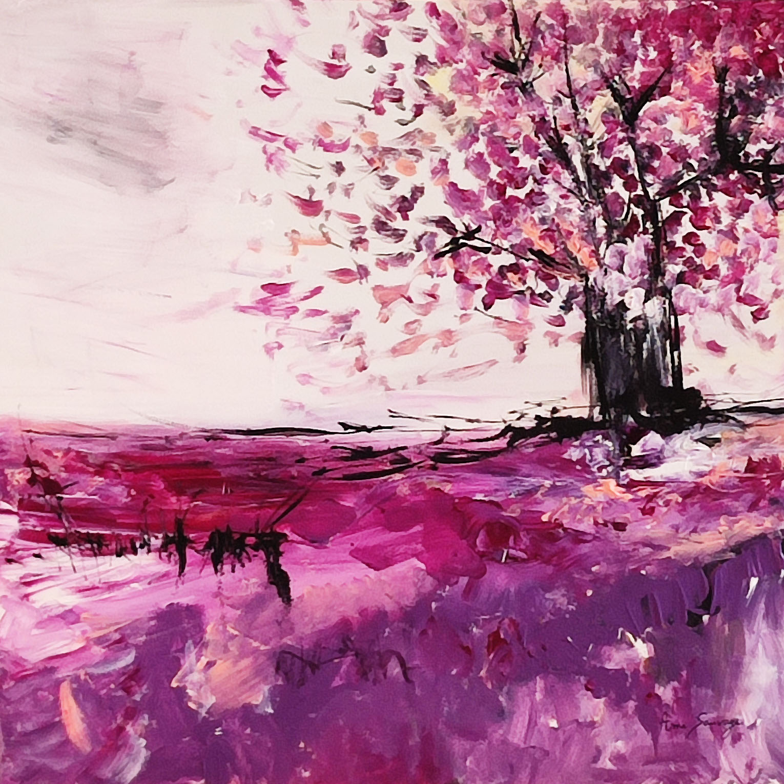 tableau abstrait coloré arbre